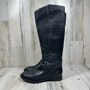 Enzo Angiolini Ellerby Women's Black Leather Riding High Boots #1159
